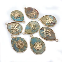 1pcs shoushan stone pendant light blue charms jewelry making diy necklace accessories pendant water drop shape natural stone
