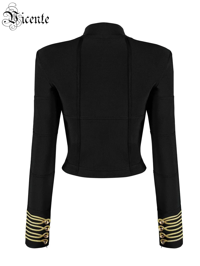 VC All Free Shipping HOT New Chic Golden Button Embellished Long Sleeves Wholesale Celebrity Party Bandage Jacket | Женская одежда