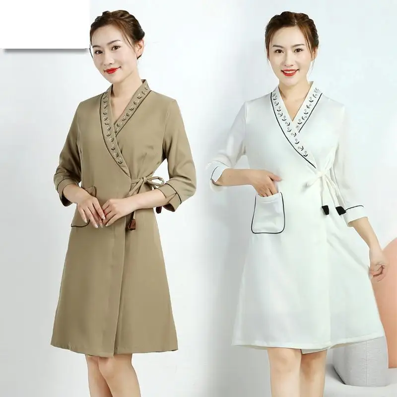 

Рабочая одежда, платье для женщин на осень и зиму, Косметологический салон, спа-массаж, одежда официантки, косметологическая Форма для ногте...