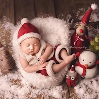 new year clothing 0 1month baby christmas hat vest set newborn photography props accessories romper jumpsuit photo shoot studio