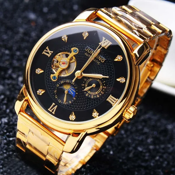 Brand Mechanical Watch Men's Hollow Out Automatic Mechanical Stainless Steel Band Watch Leisure Watch Watches for Men and Women