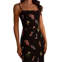 2021 summer new fashion temperament lady mesh embroidery sling dress tube top bag hip slim dress