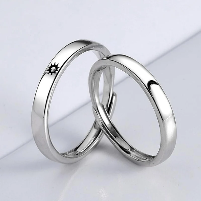 

Модное простое кольцо из стерлингового серебра 925 пробы, минималистичное регулируемое кольцо в виде Солнца и Луны для мужчин и женщин, обруч...