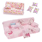 1 комплект, красивая мебель для кукольного домика, тканевый диван с цветочным принтом, с 2 полными подушками для кукольного домика, декоративные игрушки