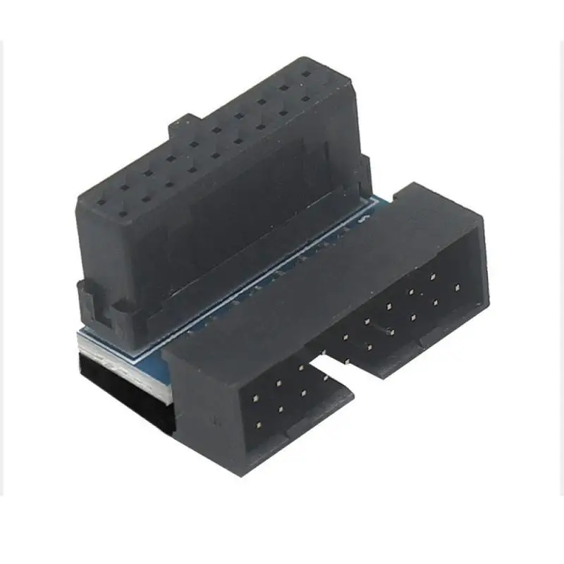 Адаптер-удлинитель штекер-гнездо 19pin USB 3.0 20pin угловой под углом 90 градусов для