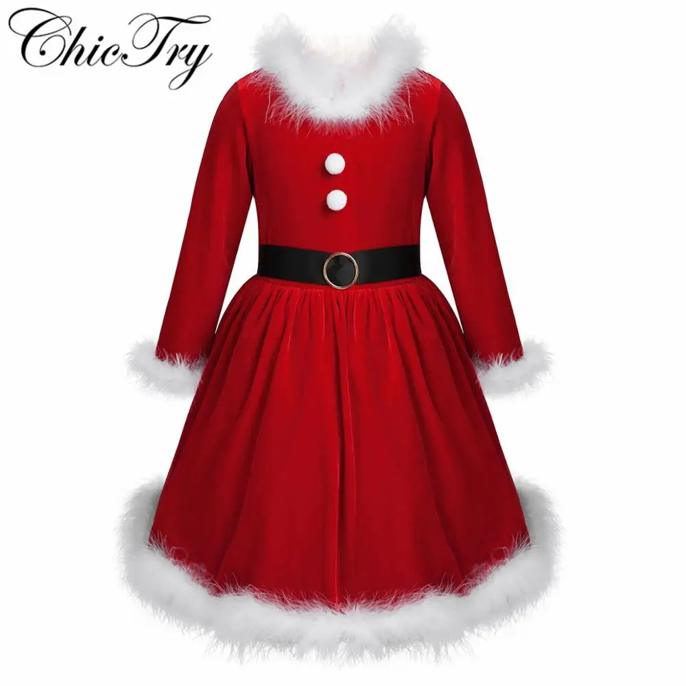 

Baby Girls Santa Claus Costumes Todder Xmas Clothes Long Sleeves Red Velvet Christmas Dress Fancy Dress Up for Carnival Party
