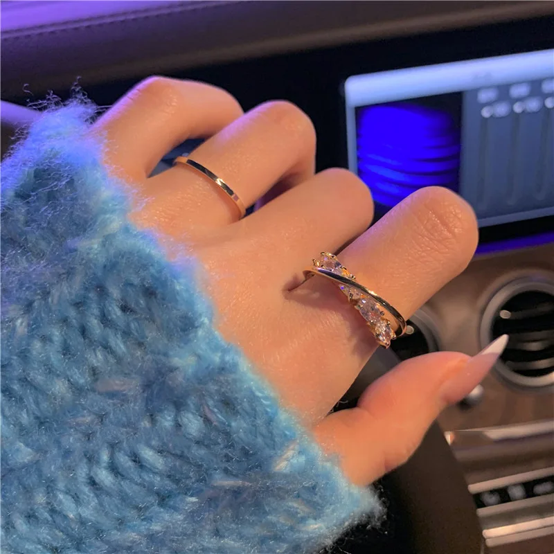 

Fashion Temperament Simple Ring Women's Jewelry Korean New Exquisite Geometric Opening Ring