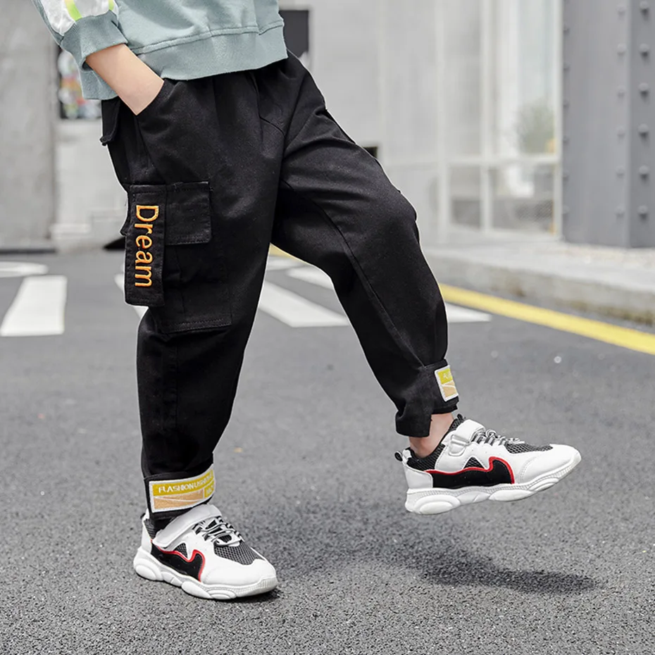 Штаны для мальчиков штаны с буквенным принтом карго детские осенняя одежда