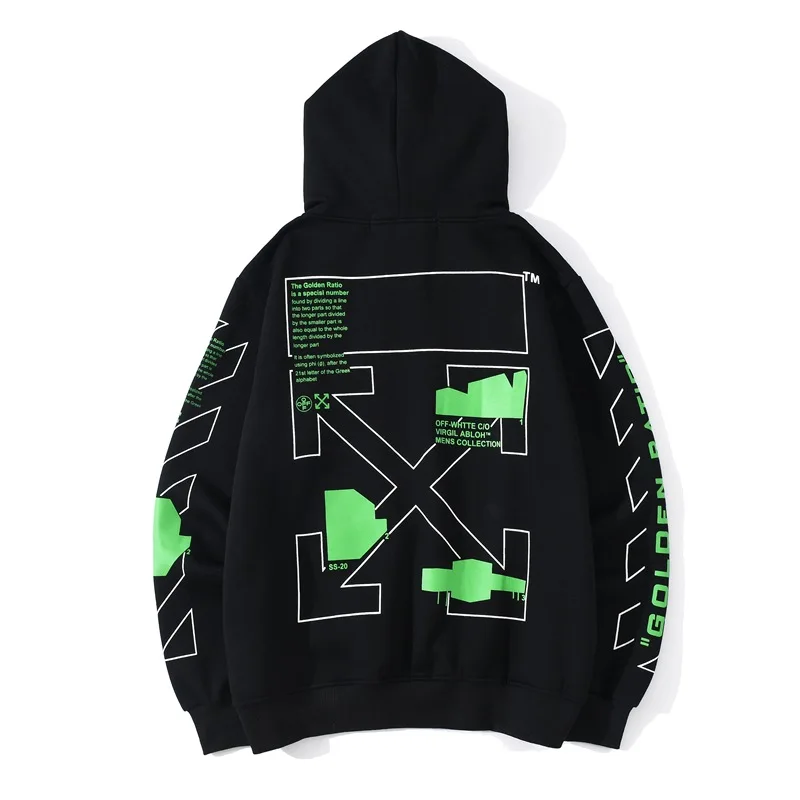

New off geometric fluorescent letter white hooded Pullover