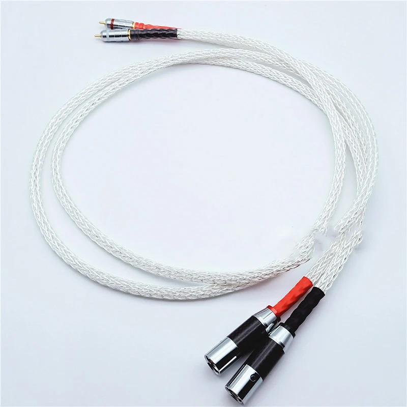 Hifi 8N одиночный кристально Серебряный 2RCA на 2 XLR аудио кабель CD DVD плеер