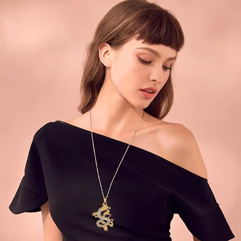 Модное Кукольное золотистое китайское ожерелье с кулоном дракона для мужчин и