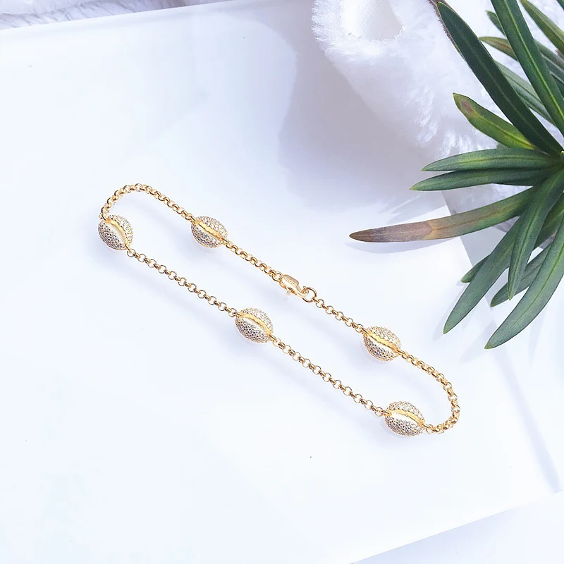 Ножной браслет в виде кофейных зерен 925 Чистое серебро микро инкрустированные