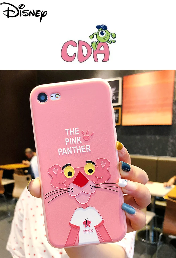 

Disney pink naughty leopard Cartoon Cute girl phone case for iphone 6s/6plus/7/7p/8p/xs/xsmax/xr/ embossed phone cover