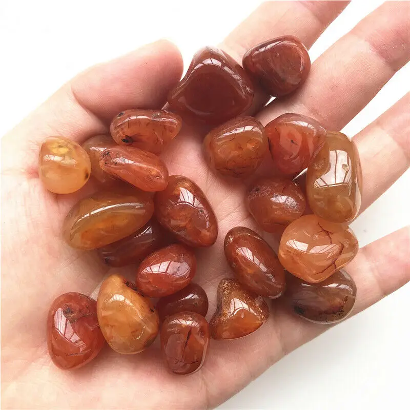 

Beautiful 50g Natural Red Carnelian Tumbled Crystal Red Agate Gravel Healing Home Decoration Crystal Stone