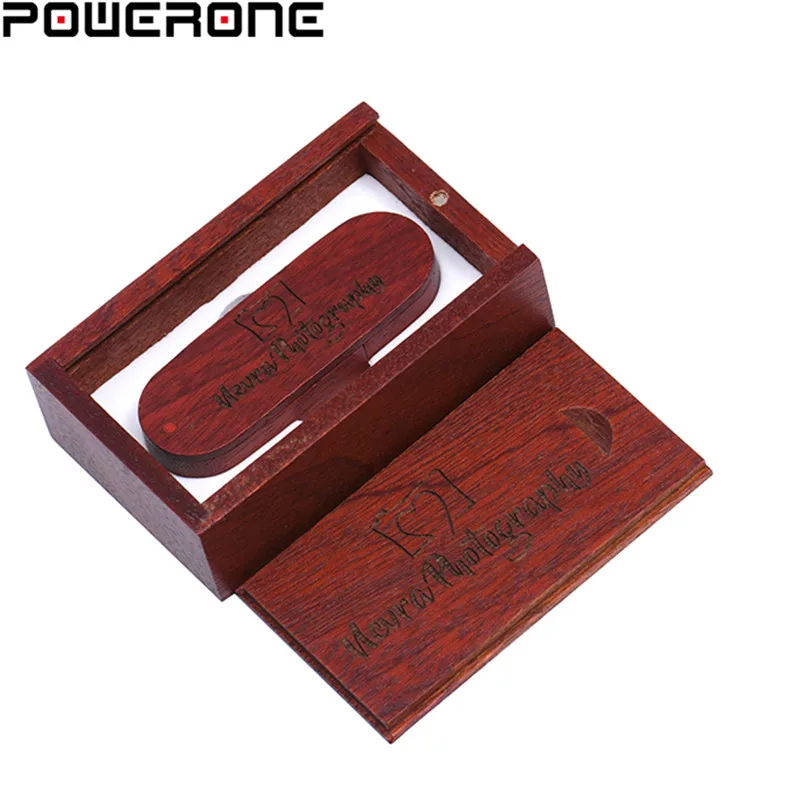 POWERONE Бесплатный Пользовательский логотип деревянный портативный USB флеш