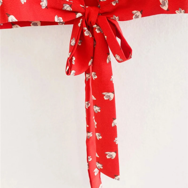 Женские летние модные красные короткие топы с цветочным принтом 2020 милые рубашки