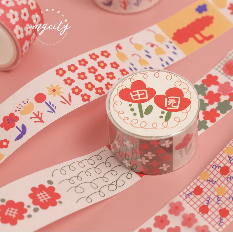 Kawaii лента Washi прозрачный серной кислоты Бумага японский маленький цветочный