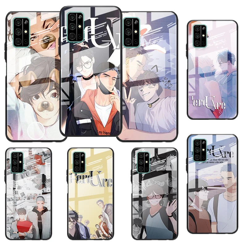 

Tempered Glass Cover Anime cute boy here u For Huawei Honor 30 20 10 9X 8X Pro Plus Lite Shockproof Shell Phone Case