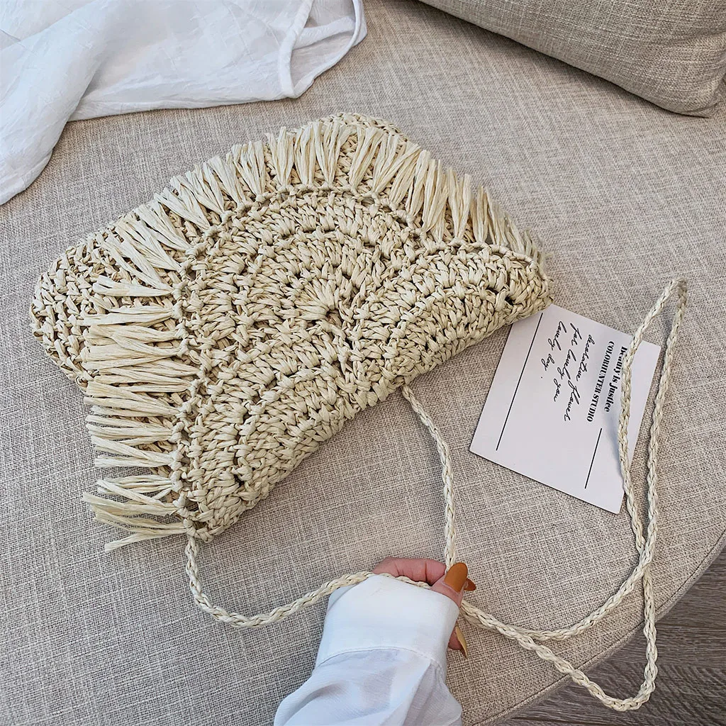 Женская Плетеная соломенная сумка летняя плетеная пляжная ручной работы круглая