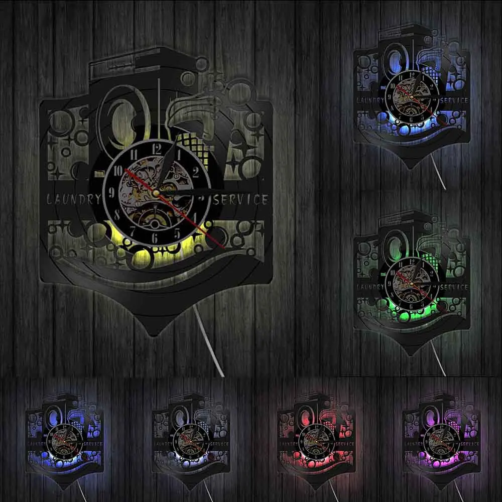 Стирка для бизнеса Настенный декор виниловая запись настенные часы современный