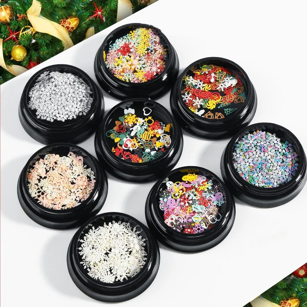 

1Box Snowflake Santa Nail Stickers 3d Art Christmas Nail Art Decorations 3D Mixed Snowflake Decals Manicure Decoration