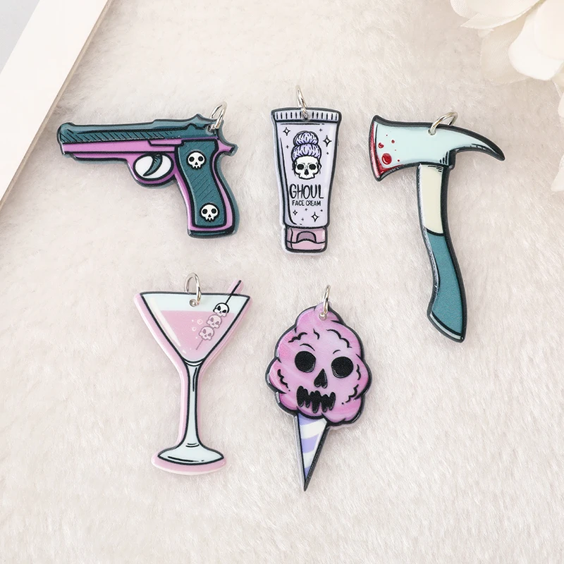 10 шт. подвески для Хэллоуина Коктейльные черепа топор кровь хлопок конфеты гуль