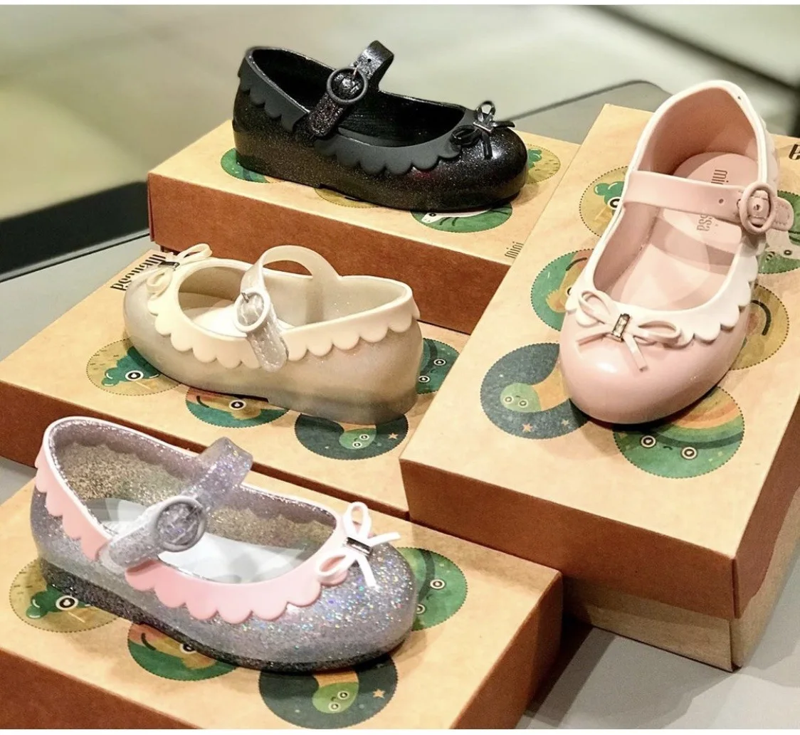 

2021 New Melissa Kids Jelly Shoes Little Girl Shoes Jelly Toddler Shoes Baby Girl Sandals Princess Black Sandals