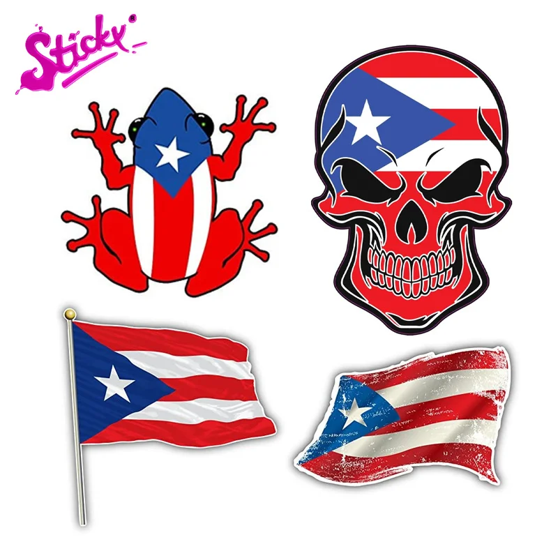 

STICKY Wicked Good Puerto Rican Flag Skull Design Vinyl Sticker Puerto Rico Proud Decal Badge Brand Car Sticker Decal Decor