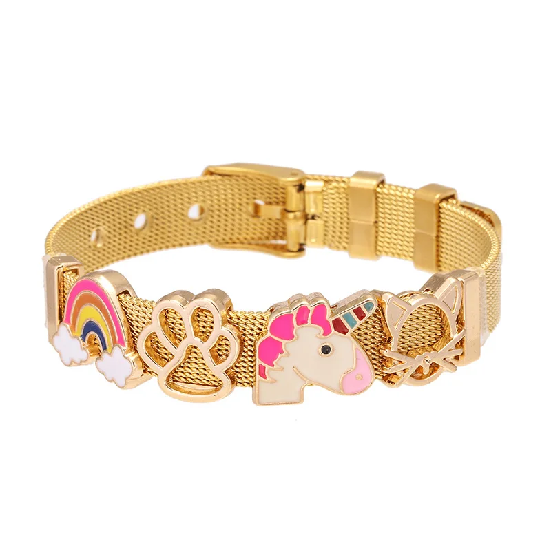 Сетчатые браслеты из нержавеющей стали для женщин DIY животные горка амулеты