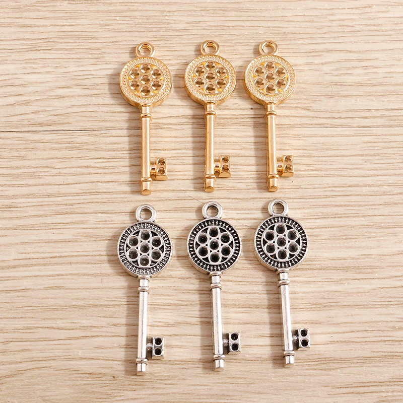 

10pcs 35*11mm Gold Silver Color Alloy Key Chains Charms for Jewelry Making DIY Handmade Drop Earrings Pendant Necklaces Crafts