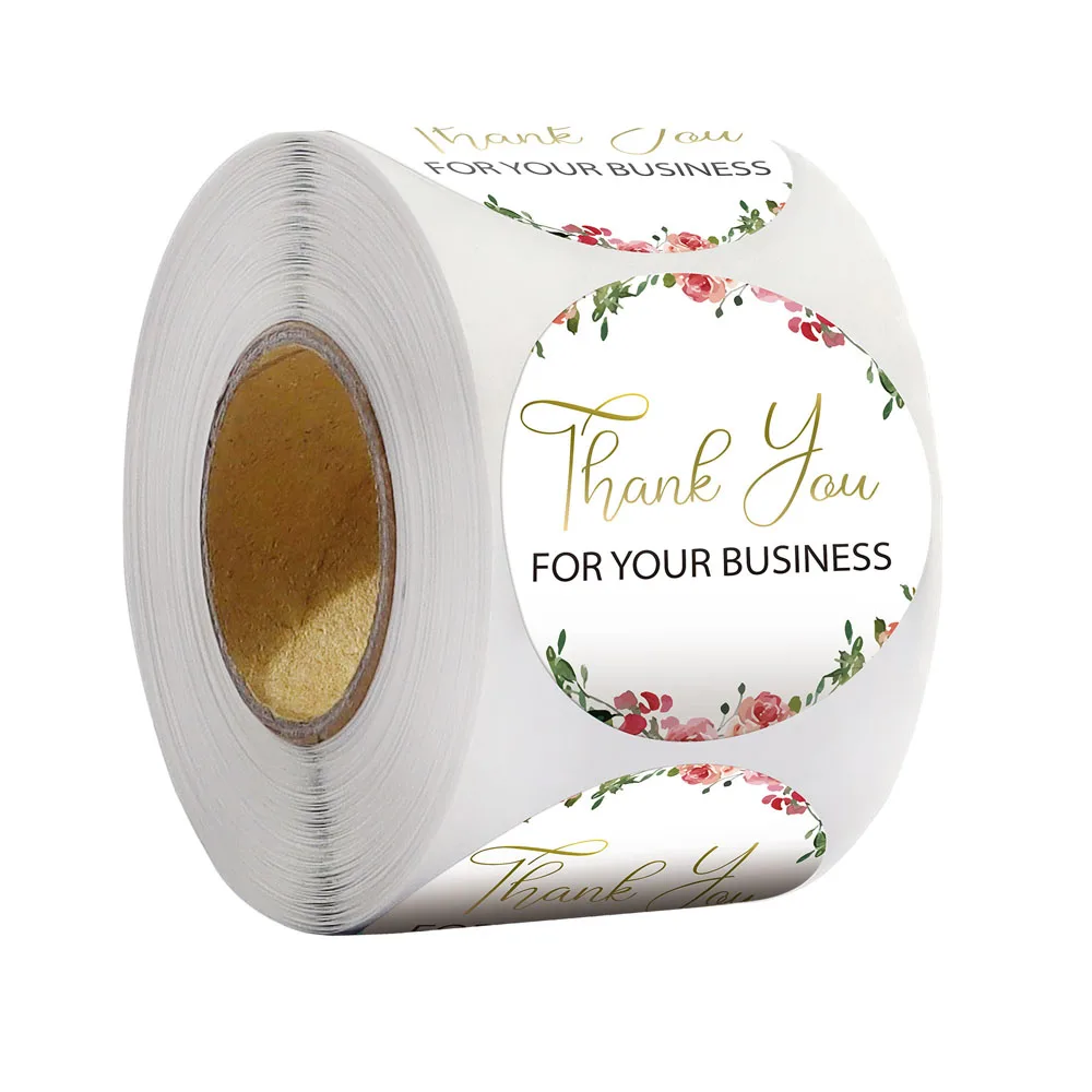 

50-500pcs Thank You For Your Business 1inch flower Decor ation Sticker For Handmade Wedding Gift Labels Stationery