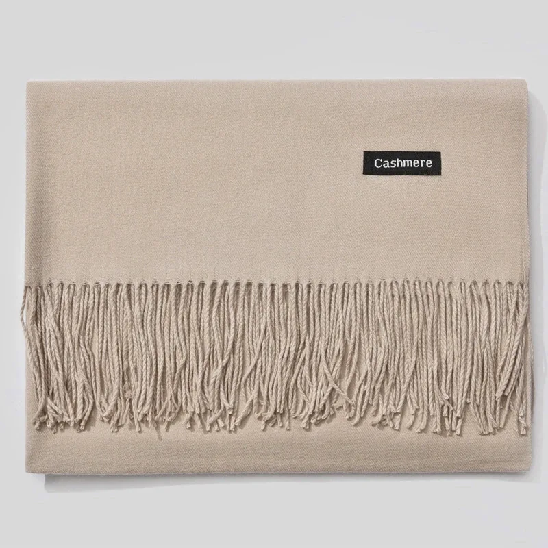 

Winter Soft Warmer Ear Girl Plush Pure Color Fringed Scarf Woman Mommy Kerchief Headpiece Woolen Shawl Blanket