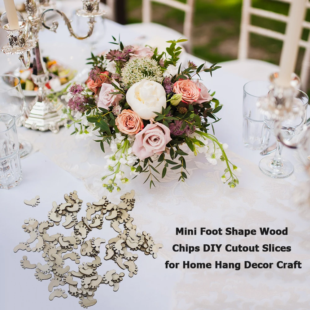 Деревянные Мини-чипы в форме ног Свадебный домашний подвесной декор подвеска