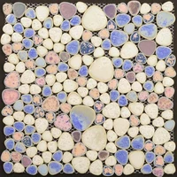 55 pcs purple pink white pebble porcelain mosaic wall tile backsplash ppmt082 heart shape ceramic bathroom swimming pool tiles