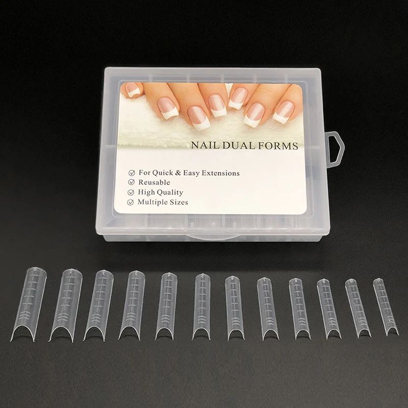 

Fake Nails Form Poly Extension Gel Dual Nail Forms Coffin Clear Ballerina Nail Tips Full Cover Builder Mold Manicure Tools