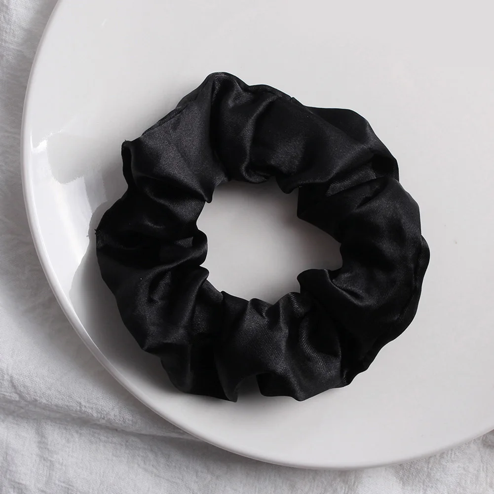 

Summer Korea Hot Sale Silky Satin Hair Scrunchies Women Elastic Solid Color Stain Hair Band Hair Tie Rope Hair Ring Ponytail
