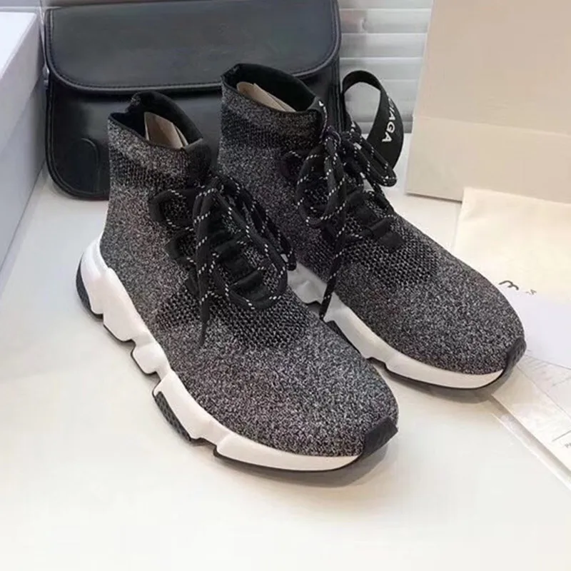 

Man Women Running shoes High version of Paris socks shoes GD Quan with the high-top elastic boots men and women sports shoes