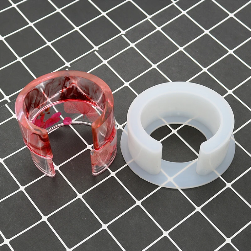 Фото Clear Silicone Egg Shaped Bracelet Mould For Epoxy Resin Real Flower DIY Mold Open Design Bangle Mould Resin Molds №3