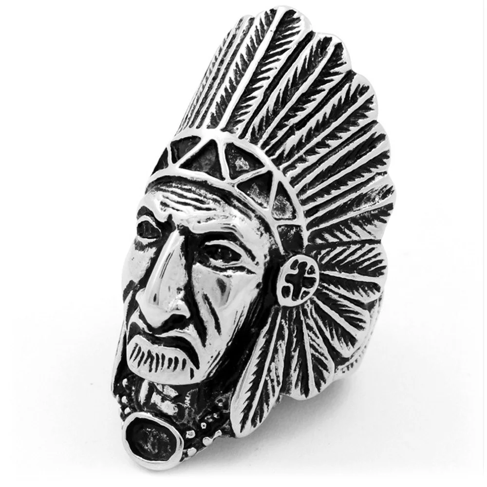 

New hot sale European and American retro Indian neo-gothic style titanium steel punk style exaggerated men's party carnival ring