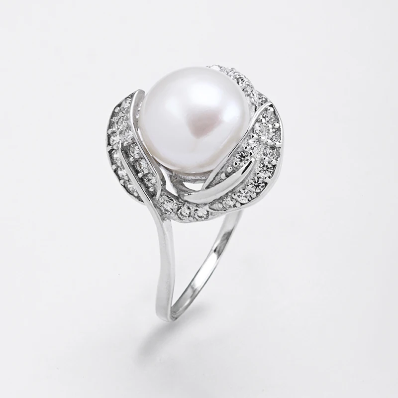 100% натуральные пресноводные кольца с жемчугом 925 стерлингового серебра