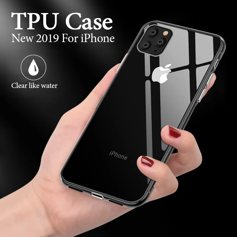 For iPhone 11 Pro Max 6.5 New Phone Soft Transparent TPU Case iphone 2019 5.8 6.1 Protective Anti-fall Capa |
