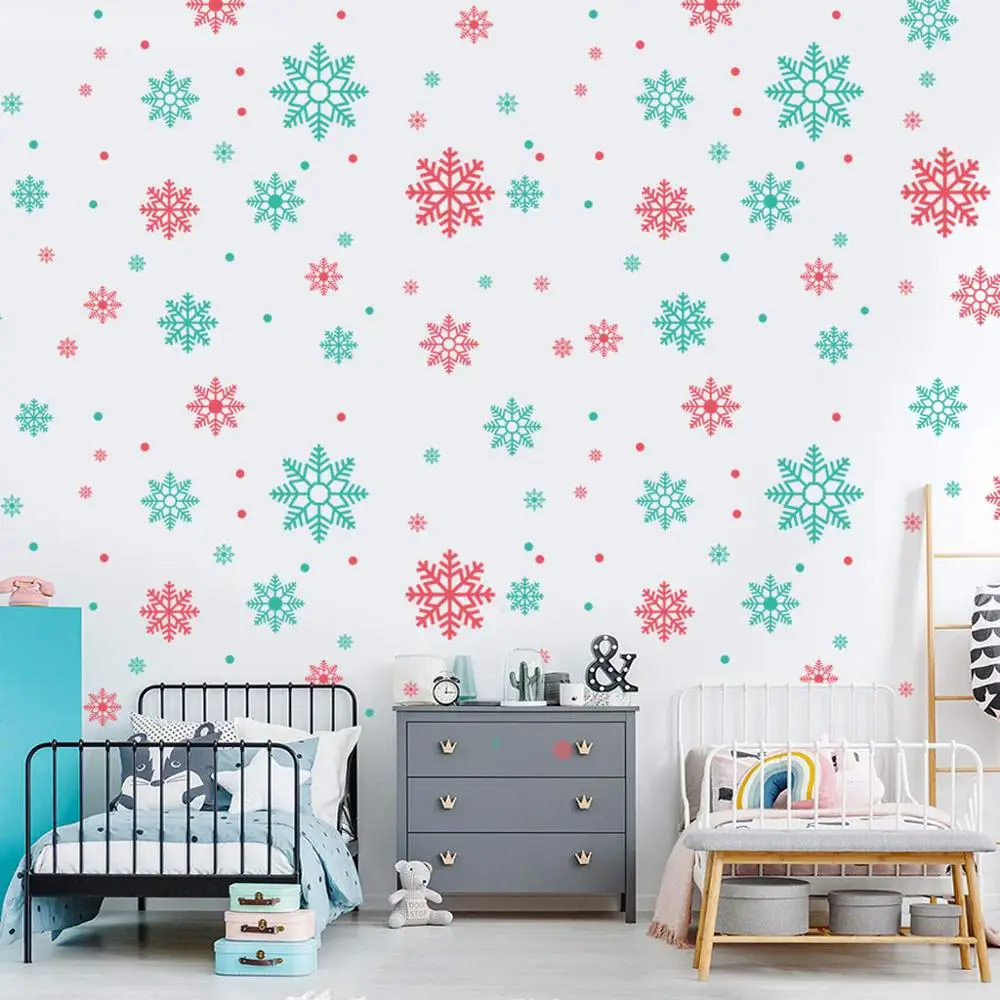 3 предмета Одинаковый пижамный комплект зима снежинка Наклейка на стену окно