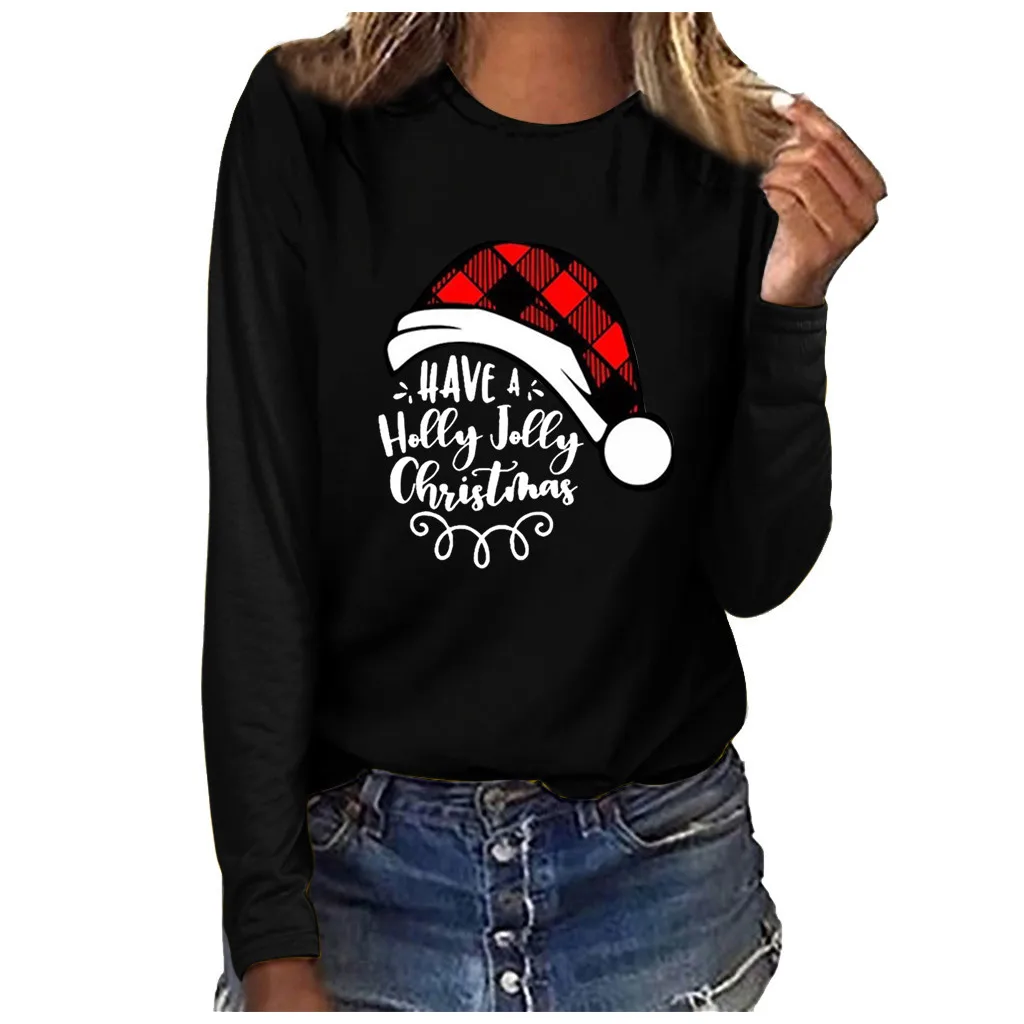 Футболки размера плюс для женщин и девочек с круглым вырезом длинными рукавами