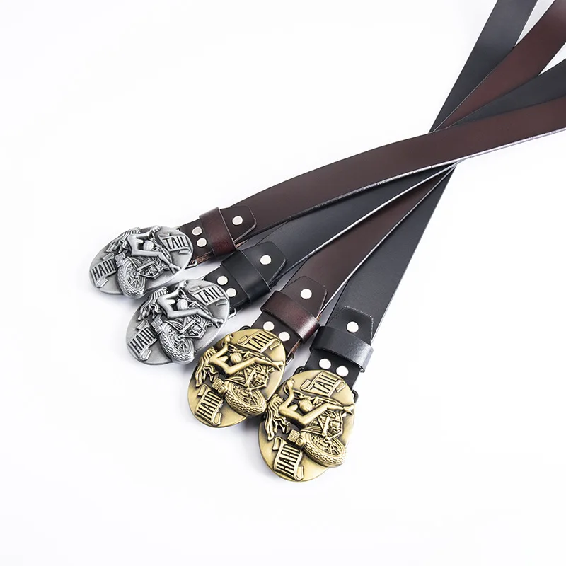 Ремень из натуральной кожи для мужчин и женщин модный Байкерский пояс в стиле