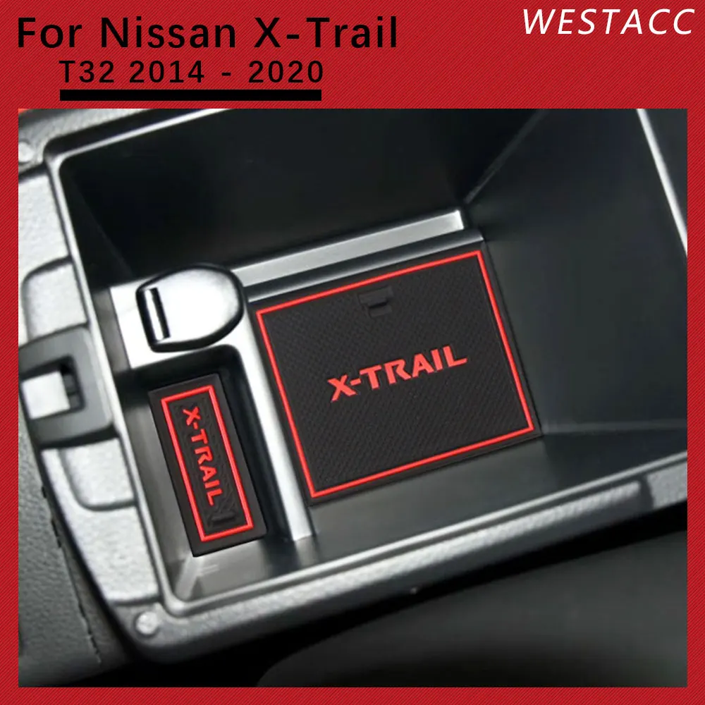 Silicon Car Anti-Slip Groove Mats Pads Door Slot Mat Water Cup Pad for Nissan X-Trail T32 2017 -2020 5 Seat Interior Accessories |