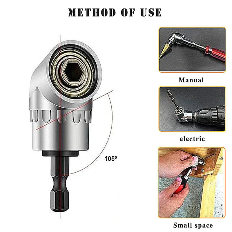 Набор отверток 105 градусов патрон адаптер регулируемые сверла угловой отвертка инструмент 1/4 дюйма с