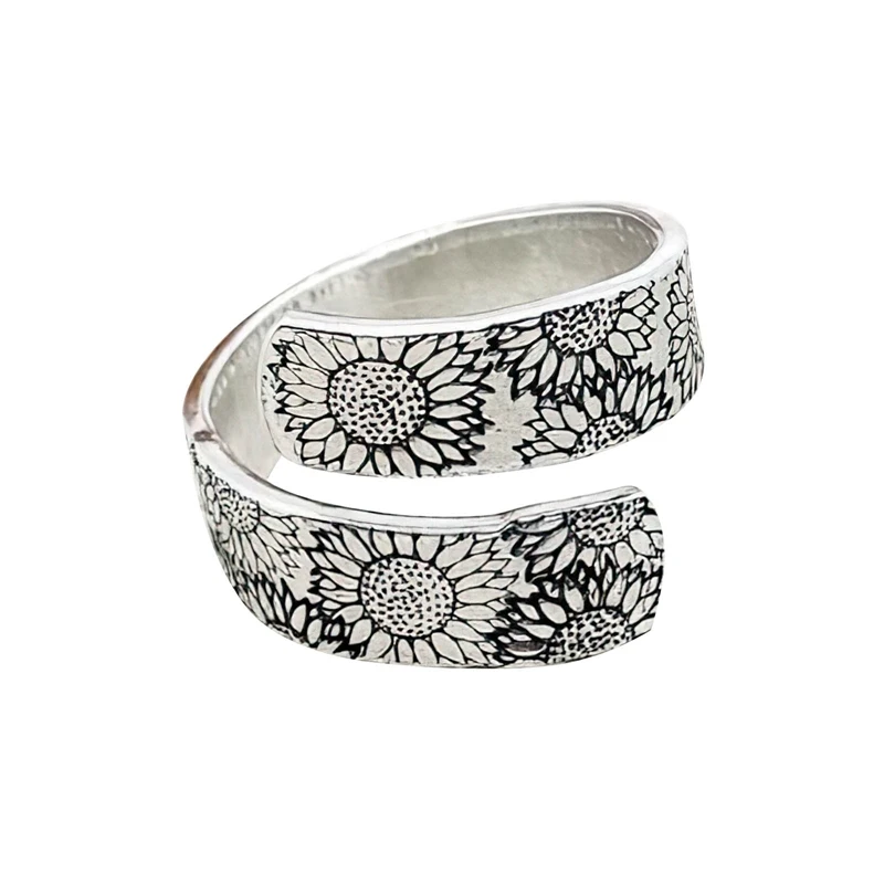 Европейское и американское Ретро кольцо в виде подсолнуха с открытым