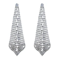 chran silver plated shining rhinestone chandelier dangle long earrings for women unique design wedding bridemaids earrings