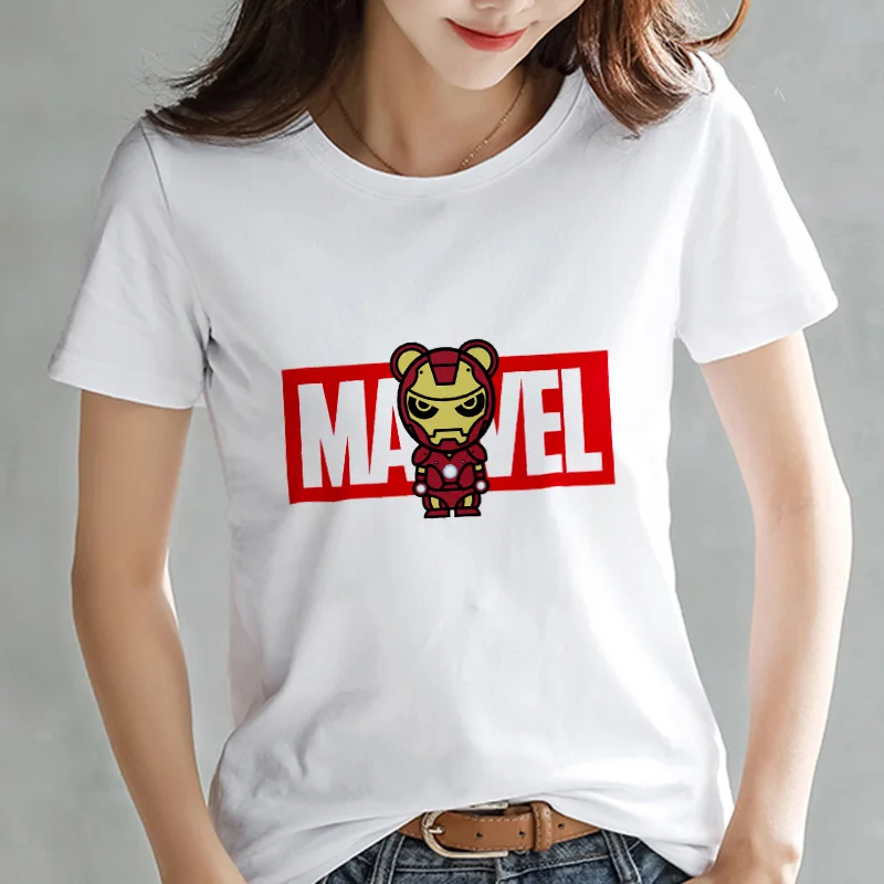 XWT2549 LUSLOS серия Marvel Футболка модная Супергерои мультфильм печать белая футболка Женская Повседневная короткий рукав o-образный вырез футболки - Цвет: XWT2549