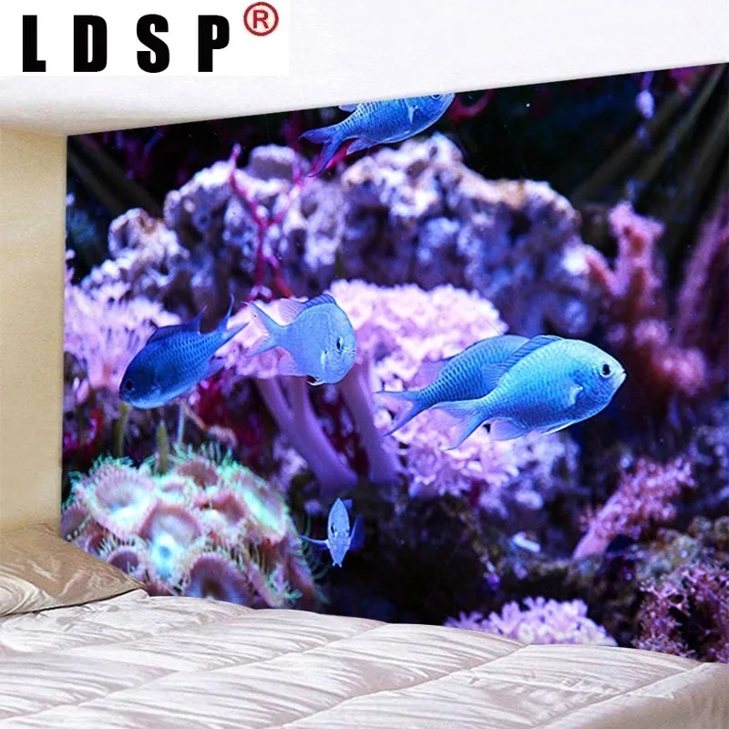 

LDSP рыба Коралловый Риф подводный мир гобелен подвесное покрытие коврики тканевый фон Пляжный коврик одеяло искусство Спальня Гостиная Дек...